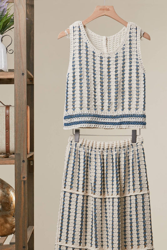 Mello. - Boho Crochet Stripe Two Piece Set - Dear John