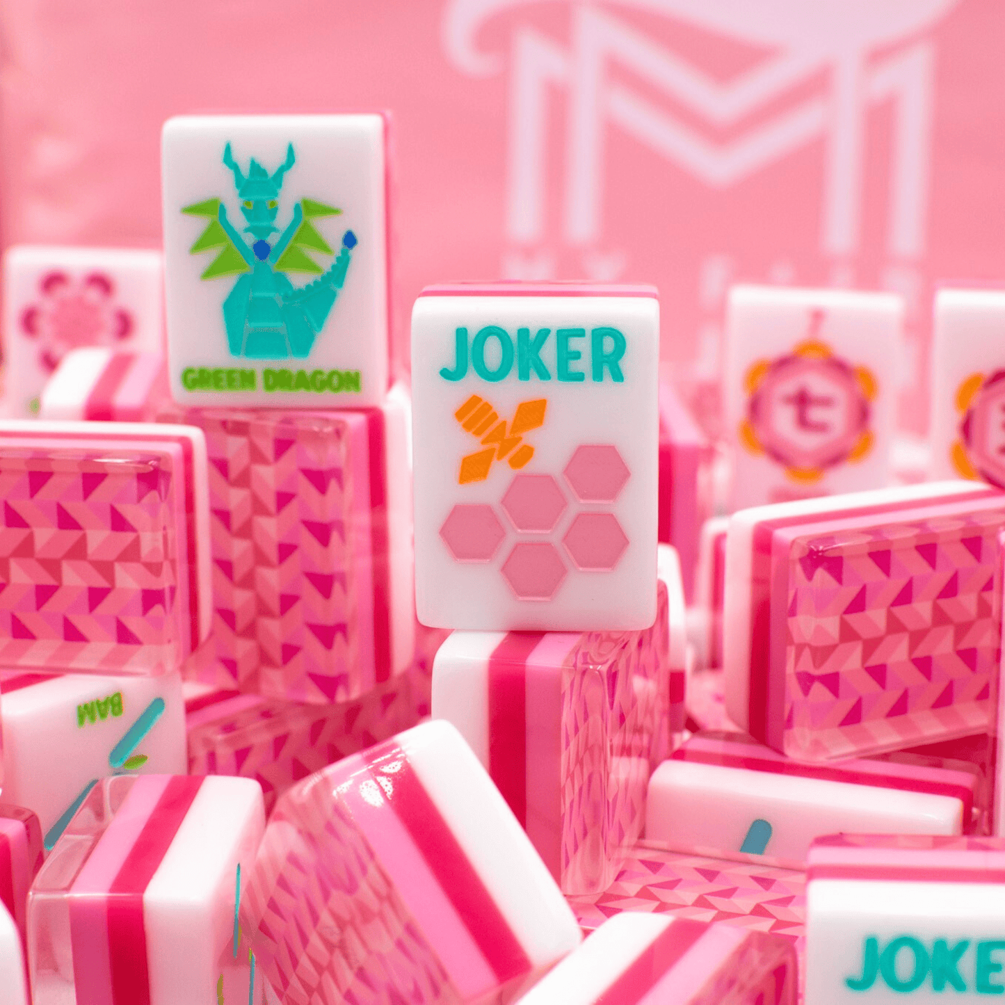 My Fair Mahjong - Crystal Prism Pink | Mahjong with Bold Angles and Vibrant Vibes | 1.25" x 0.9" x 0.7" - Dear John