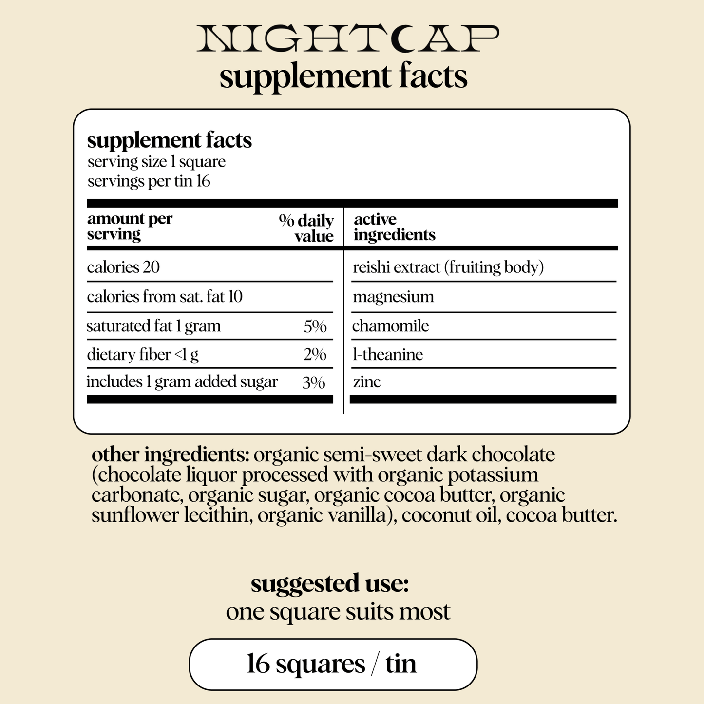 Nightcap — mushroom chocolate supplement for deep sleep - Dear John