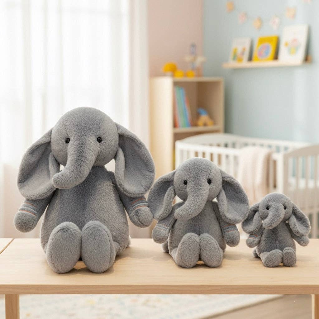 Ozznek Children’s Footwear & Apparel Brand - Elephant Stuffed Toy, Ultra Soft and Cuddly Plush Toy - Dear John