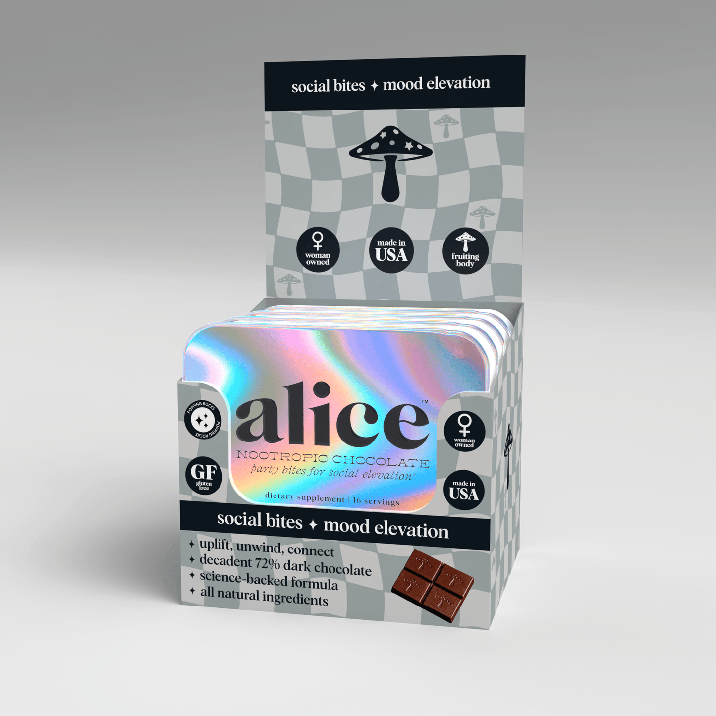 Party Trick — mushroom chocolate supplement for mood - Dear John