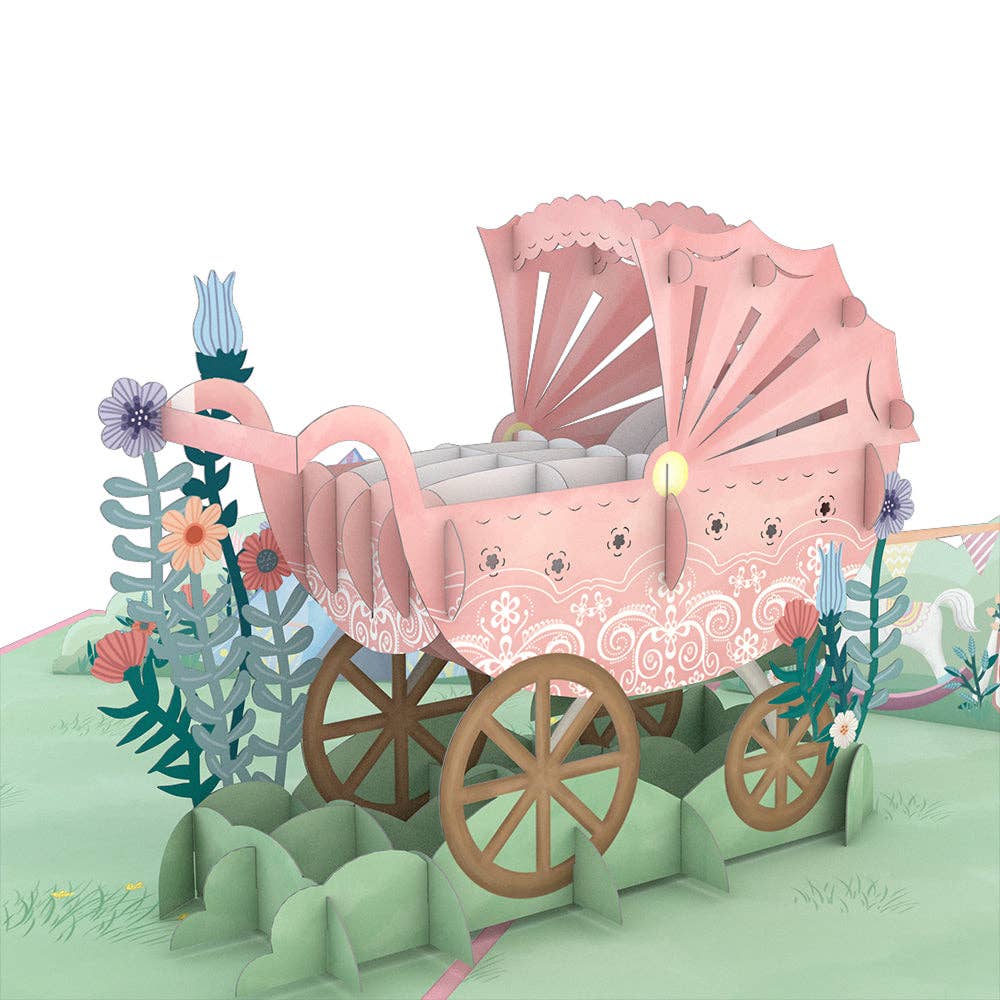 Pink Baby Carriage 5''x7'' Card, Pop - Up Cards - Dear John