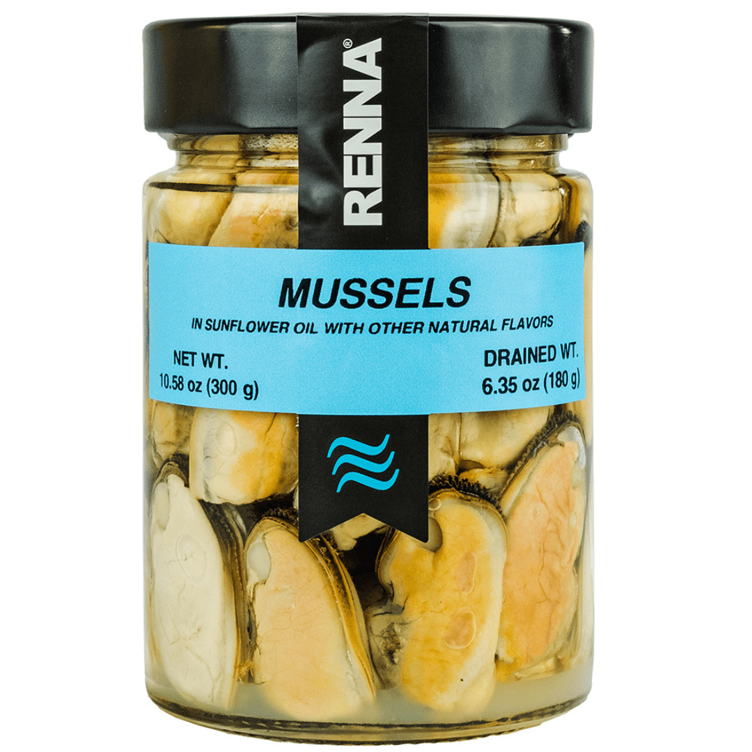 Renna, Succulent Mussels Preserved in Sunflower Oil (10.58 oz) - Dear John