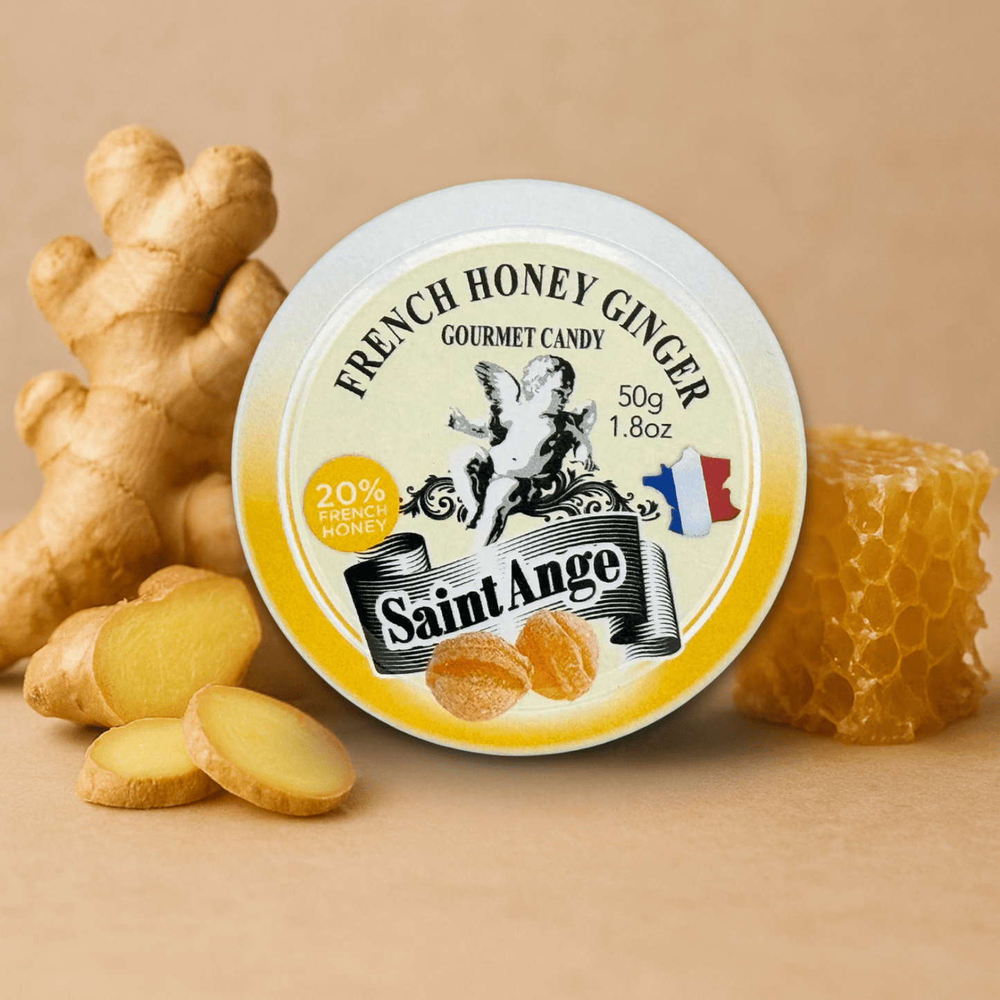 Saint Ange Honey Ginger - French Gourmet Natural Candy Tin - Dear John