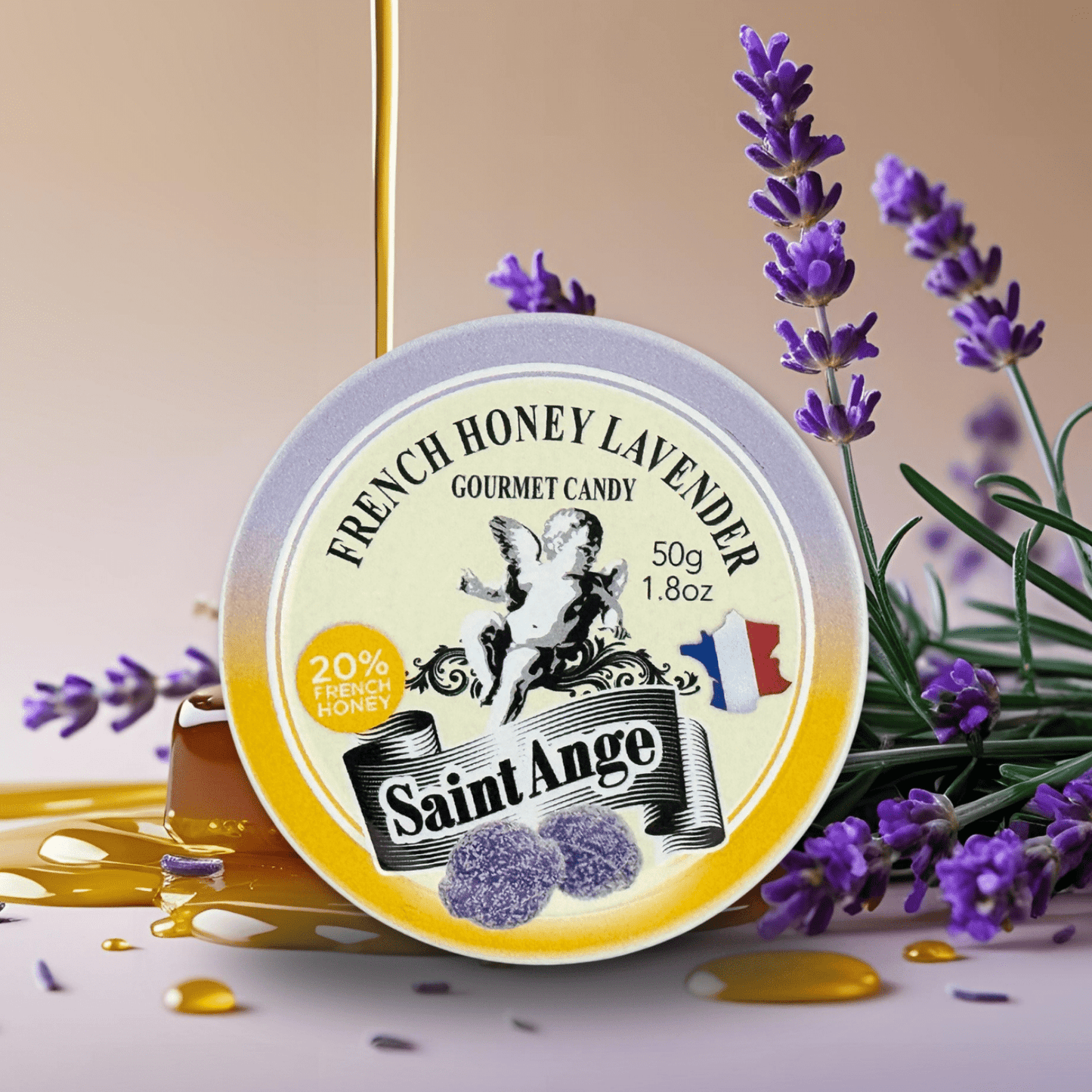 Saint Ange Honey Lavender - French Gourmet Natural Candy Tin - Dear John