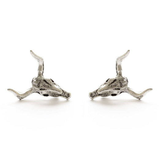 Skull Stud Earrings — Vintage Amano Archive (Oxidized Finish) - Dear John