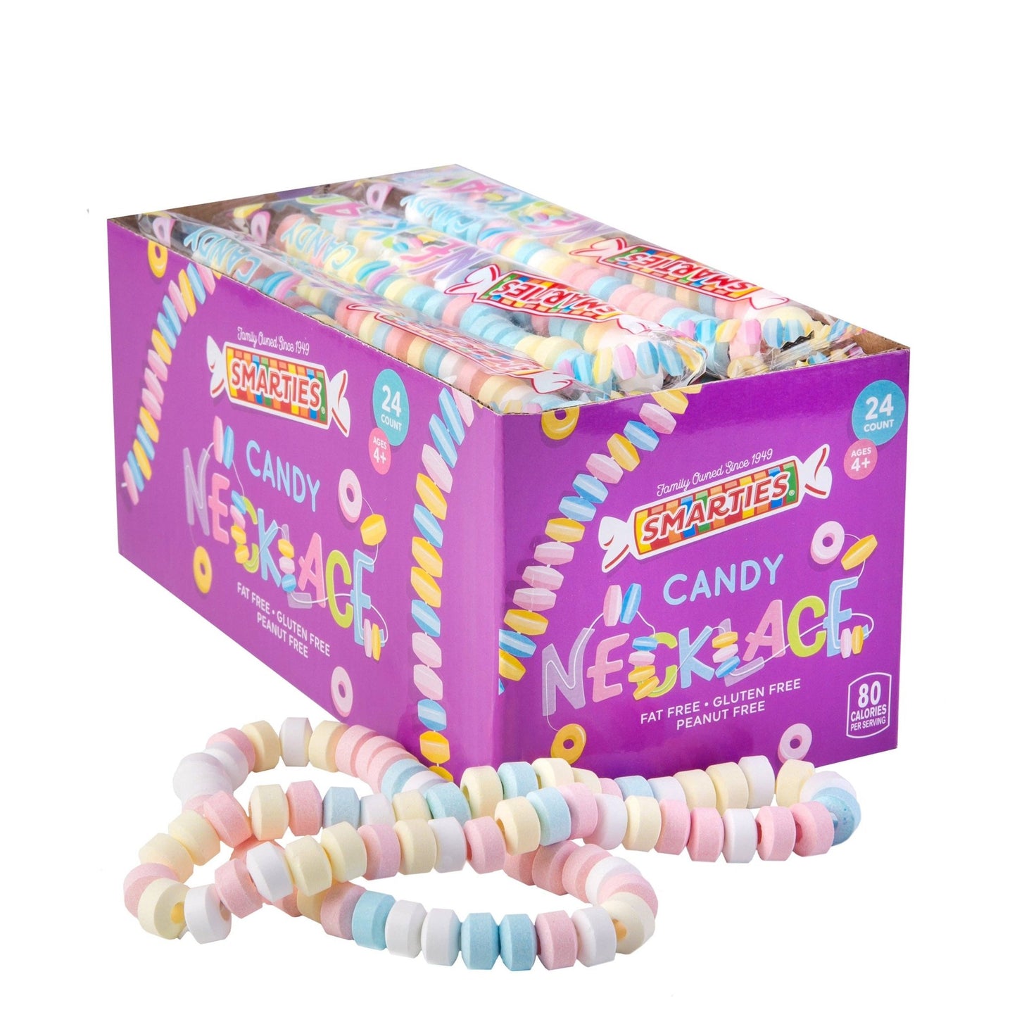 Smarties - Candy Necklaces - 24 necklaces per box, case of 18 boxes - Dear John