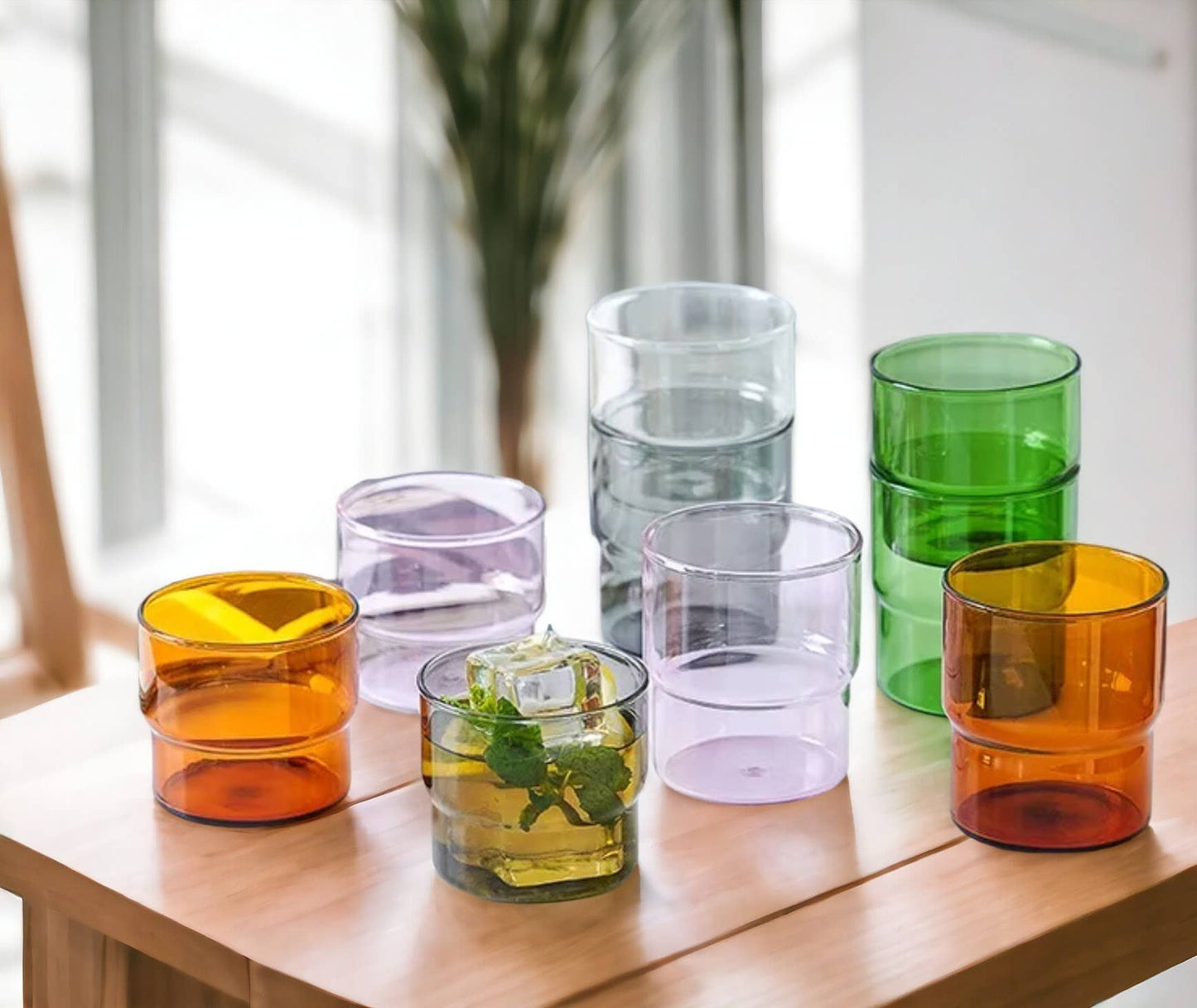 Stackable Colored Glass Water Cup - Dear John