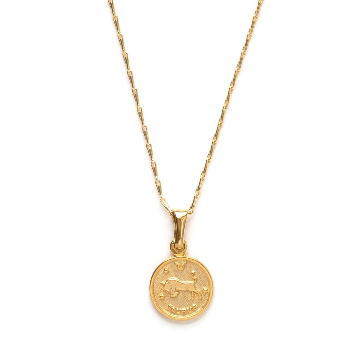 Tiny Zodiac Medallion Necklace — 14k Gold Over Brass (Singles) - Dear John