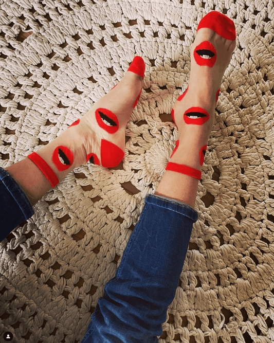 Women's novelty socks with red lips - Dear John