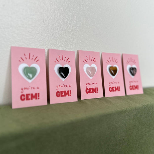 "You're a Gem!" HEART Mini Crystal Greeting Card - Crystals & Stones - Dear John
