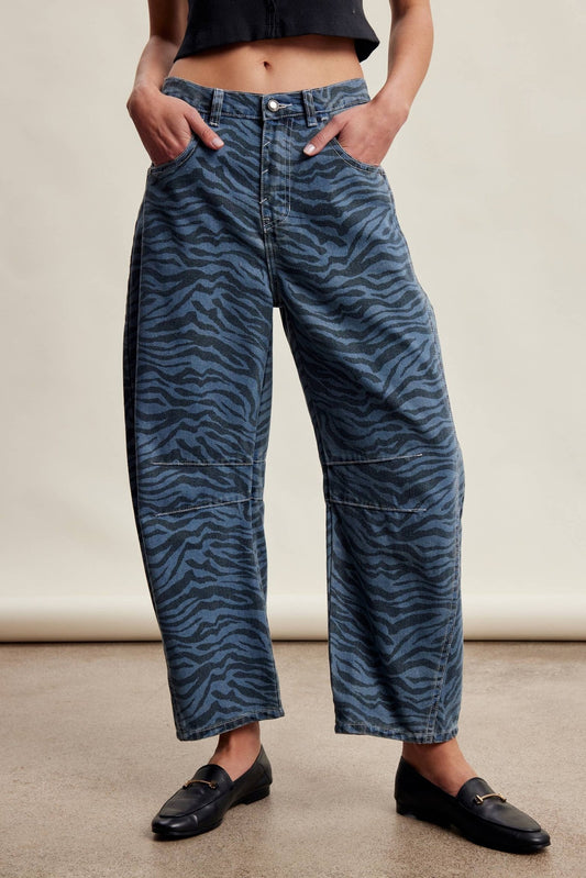 Zebra Print Barrel Jeans - Dear John