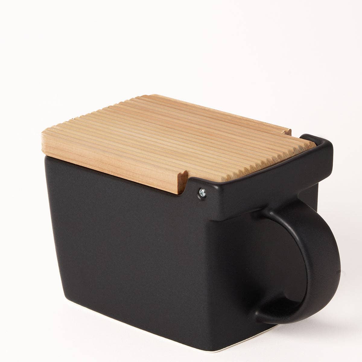 ZERO JAPAN USA - Bee House Ceramic Salt Box With Wooden Lid - Noble Black - Dear John