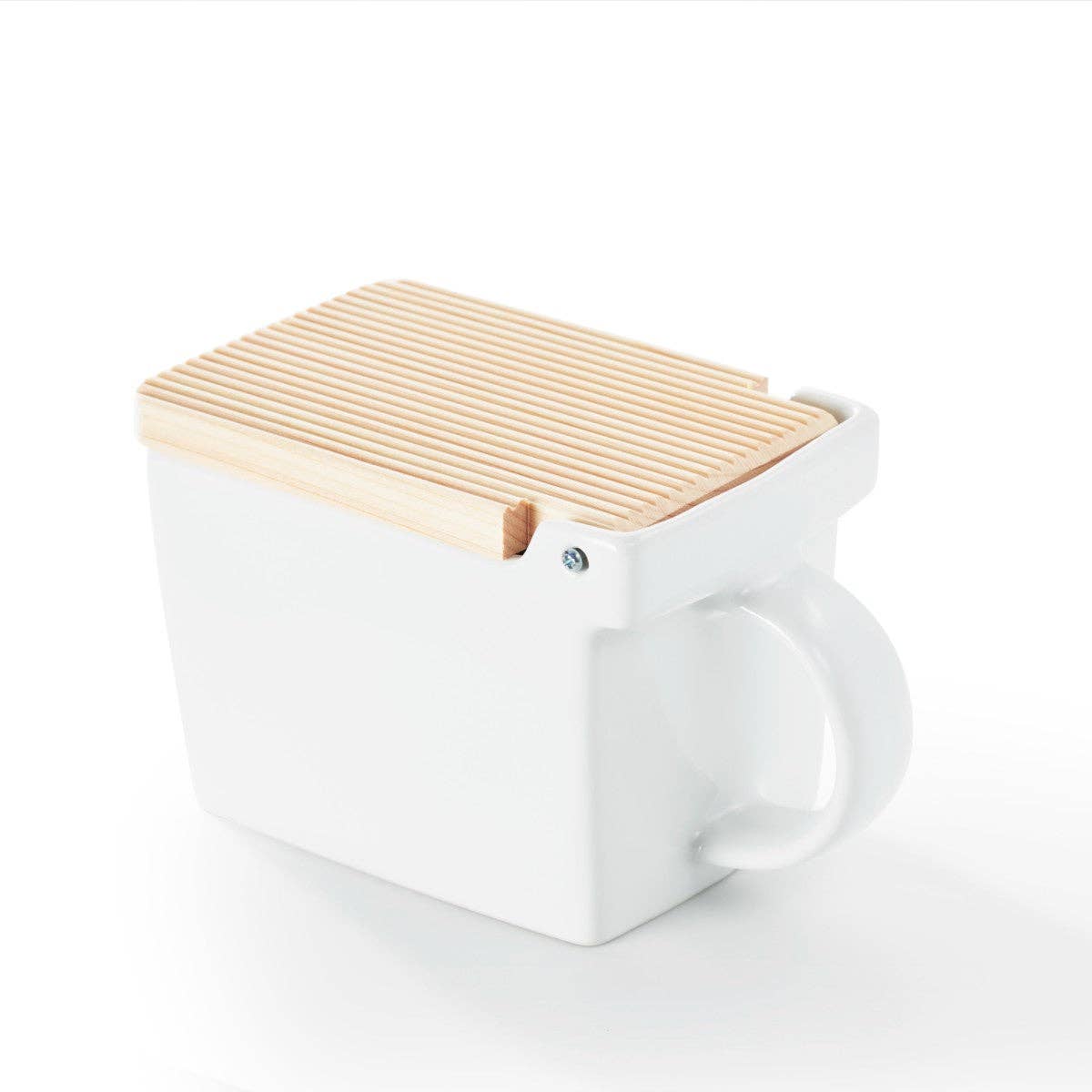 ZERO JAPAN USA - Bee House Ceramic Salt Box With Wooden Lid - White - Dear John