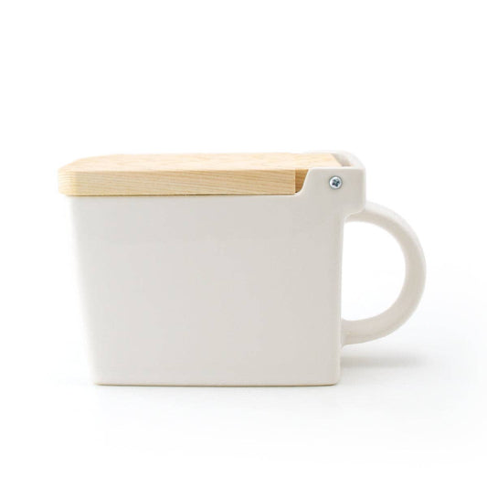 ZERO JAPAN USA - Bee House Ceramic Salt Box With Wooden Lid - White - Dear John