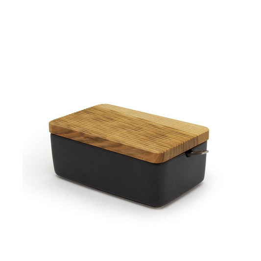 ZERO JAPAN USA - Butter Case with wooden Lid / w s.s butter knife - Noble Black - Dear John