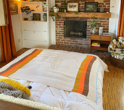 70s Style Throw — Reclaimed-Fiber Woven Blanket (73" × 48")