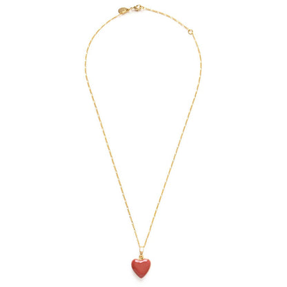 Heart Locket Necklace — 14k Gold over Brass on 20" Figaro Chain