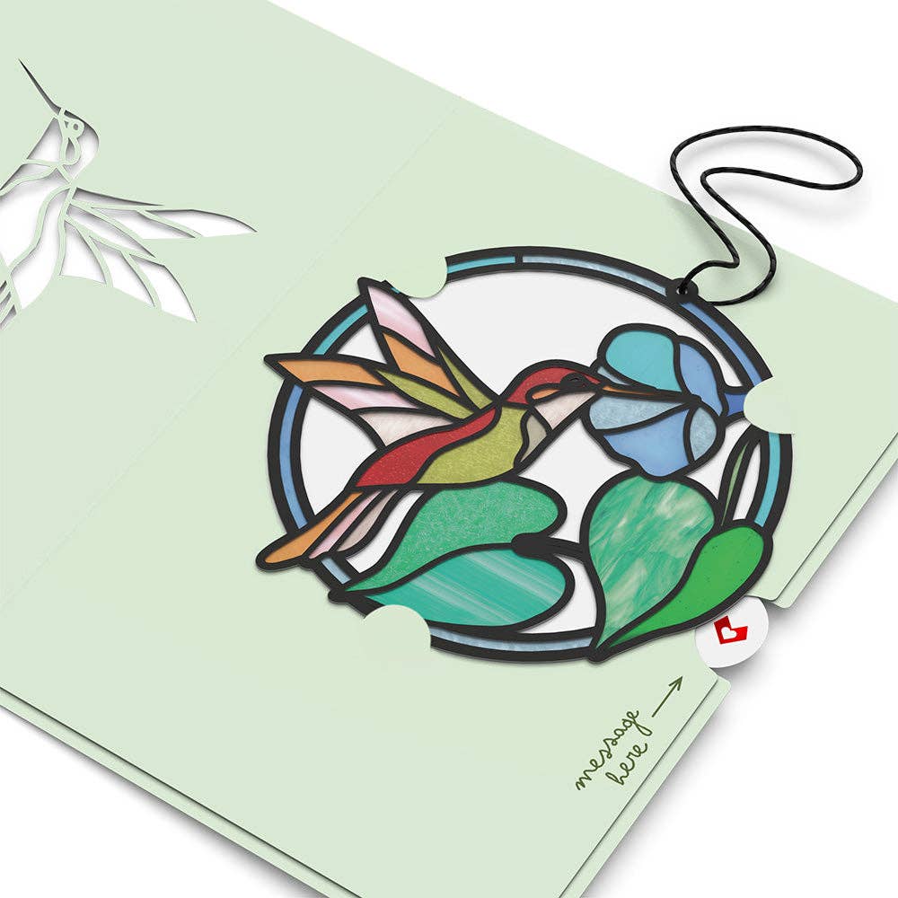Lovepop Cards - Smile to Your Heart Hummingbird Suncatcher Card 5x7"