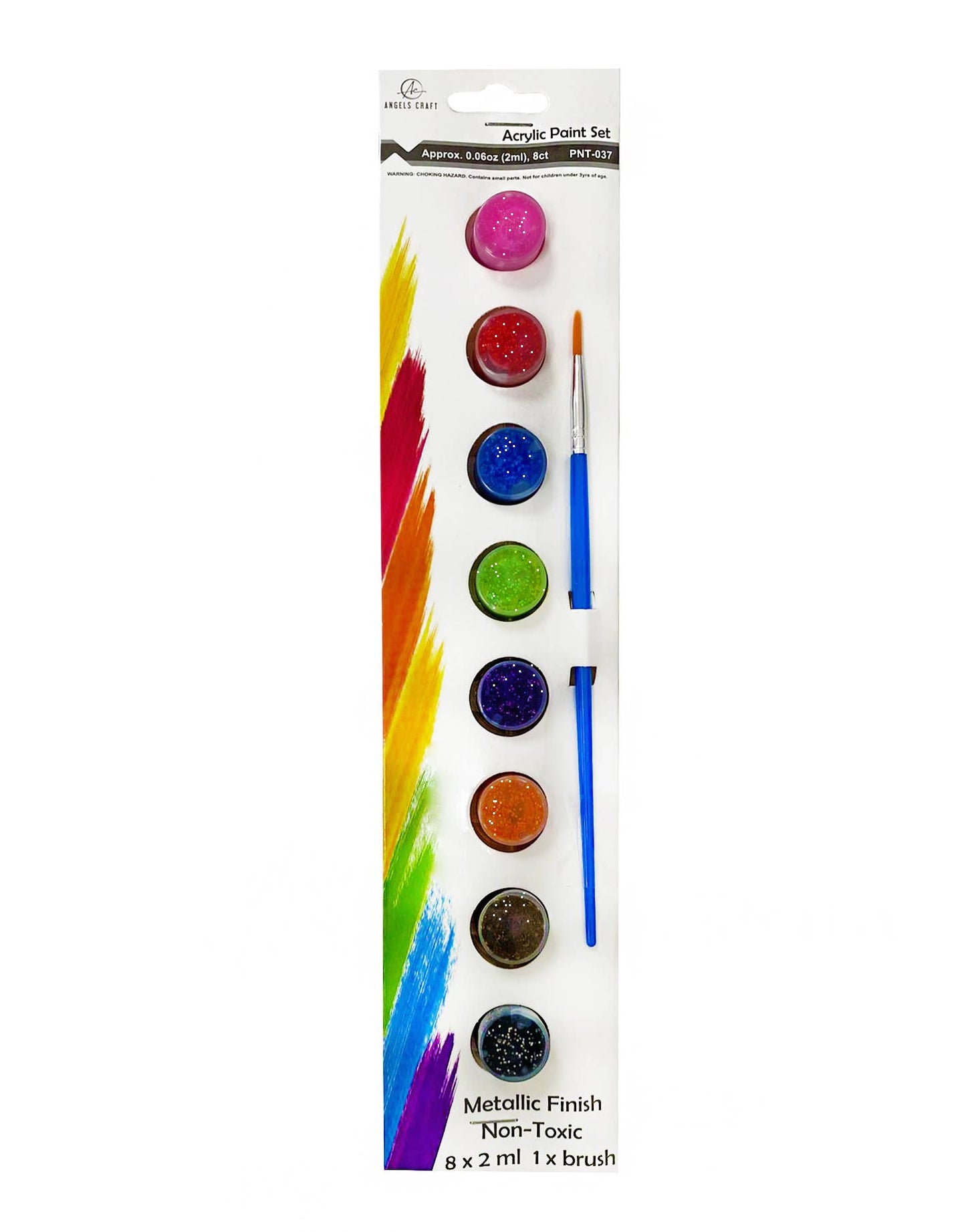 Acrylic Clear Paint set with Glitter , 8 colors, 1 Brush