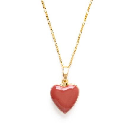 Heart Locket Necklace — 14k Gold over Brass on 20" Figaro Chain