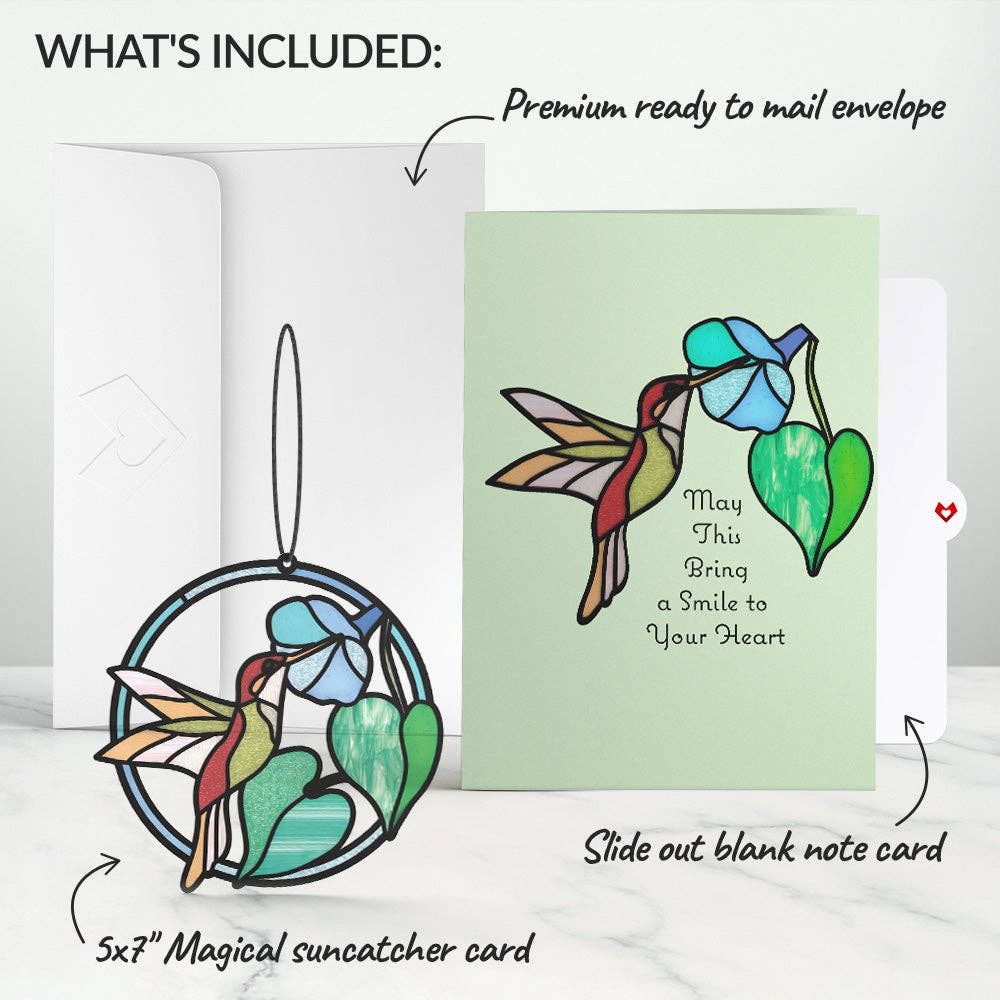 Lovepop Cards - Smile to Your Heart Hummingbird Suncatcher Card 5x7"