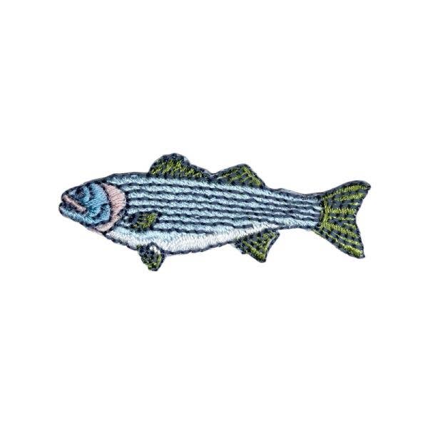Striped Bass Fish, embroidered, Iron on Patch