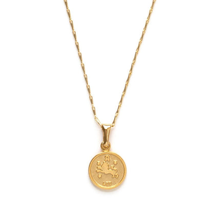 Tiny Zodiac Medallion Necklace — 14k Gold Over Brass (Singles)