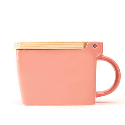 Bee House Ceramic Salt Box With Wooden Lid - Coral Pink