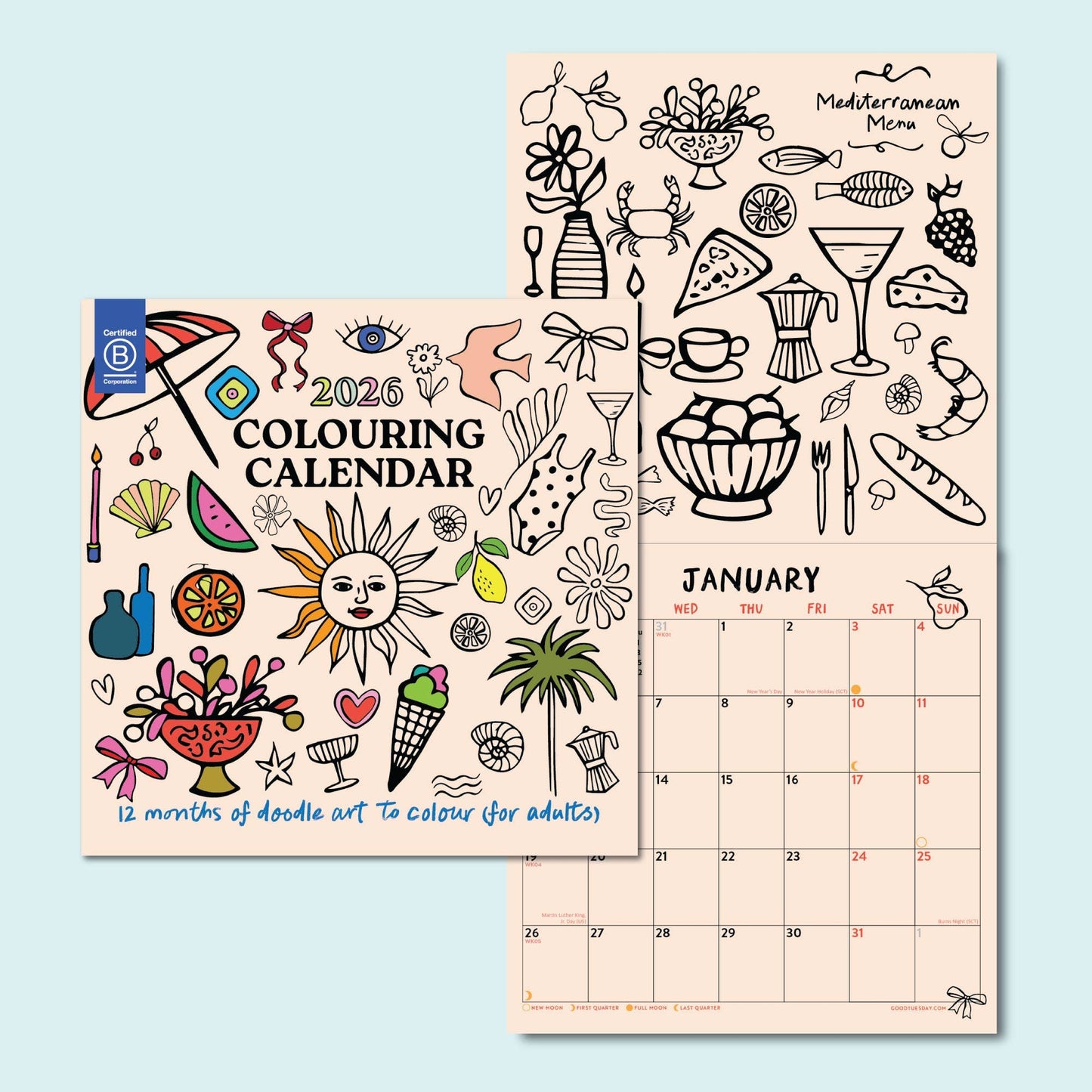 2026 Colouring In Calendar | Compact | Creative Arts - Dear John