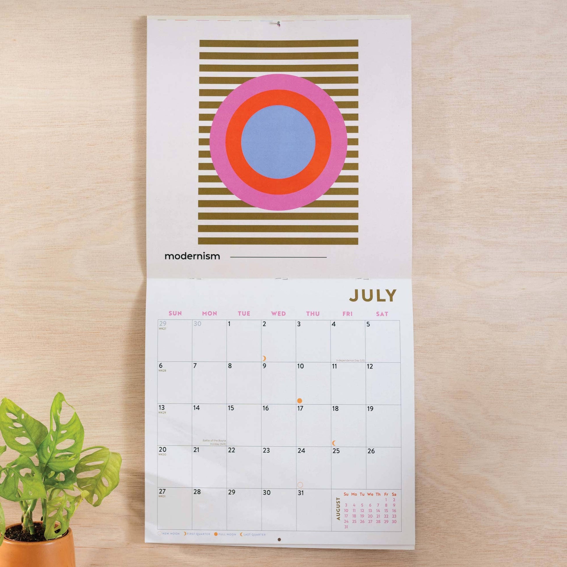 2026 Wall Calendar | Modernist Abstract Art | Sunday Start - Dear John