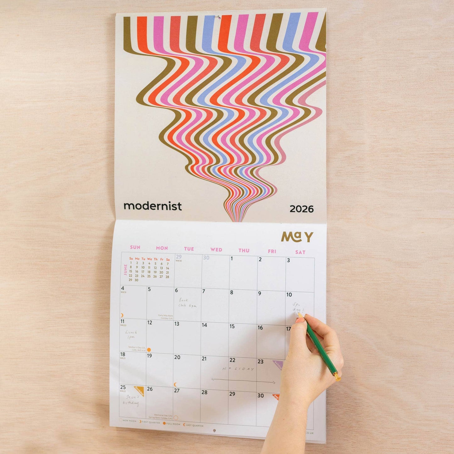 2026 Wall Calendar | Modernist Abstract Art | Sunday Start - Dear John