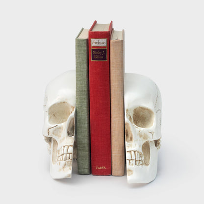 Life-Size Skull Bookends — Realistic Polyresin (Set of 2)