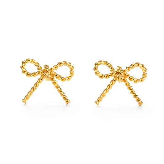 Bow Stud Earrings — 14k Gold Plated
