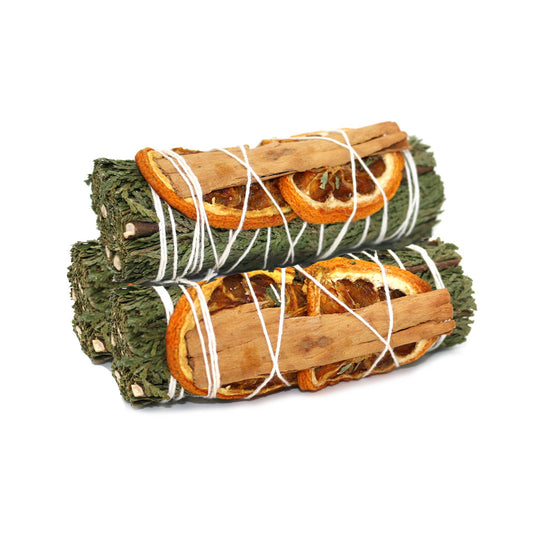 Cedar, Orange & Cinnamon Smudge Stick Sage — 4"