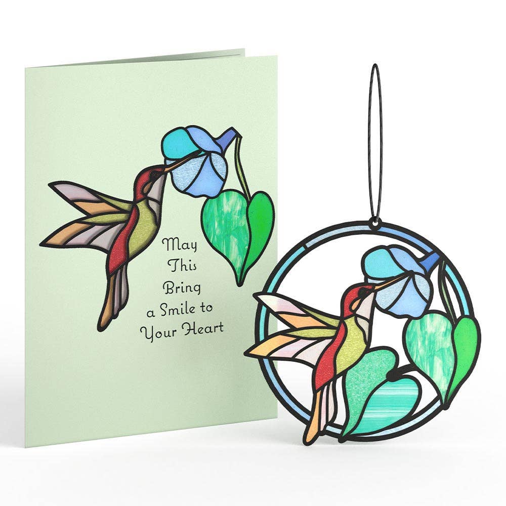 Lovepop Cards - Smile to Your Heart Hummingbird Suncatcher Card 5x7"