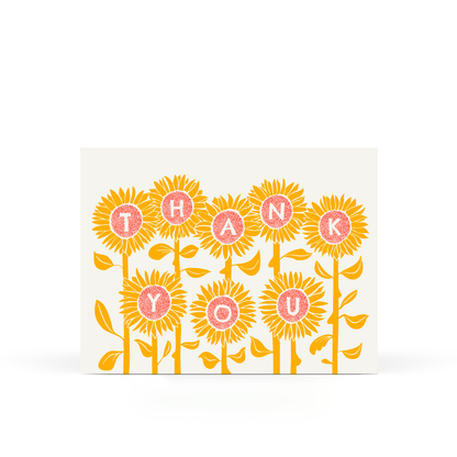 Sunflower Thank You Card — Letterpress Greeting Card