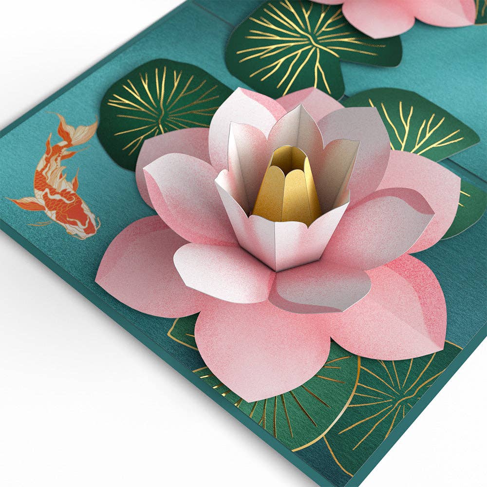 Lovepop Cards - Koi Fish and Lotus Pond Pop-up Card 5x7"
