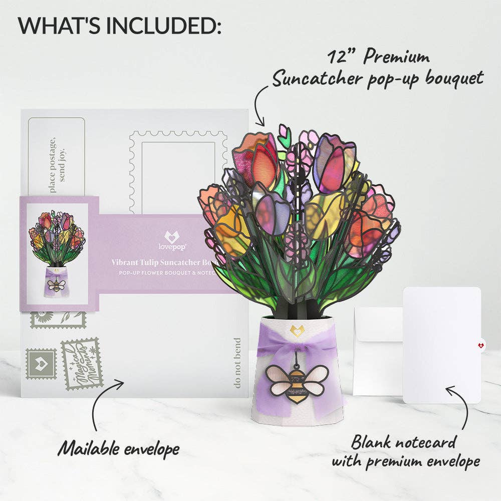Lovepop Cards - Vibrant Tulip Suncatcher Bouquet 8.5 x 12"