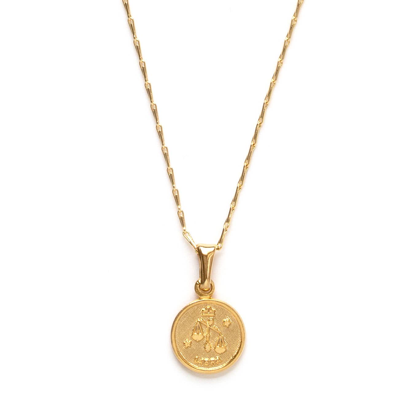 Tiny Zodiac Medallion Necklace — 14k Gold Over Brass (Singles)