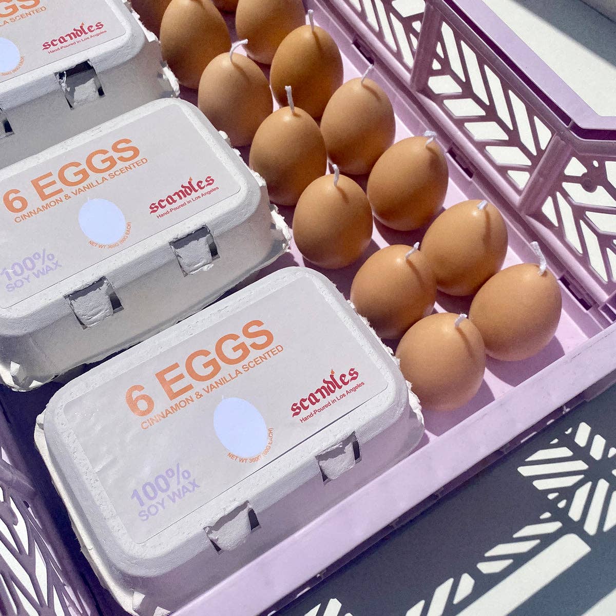 Egg-Shaped Candles — Half Dozen (Cinnamon & Vanilla, Soy Wax)