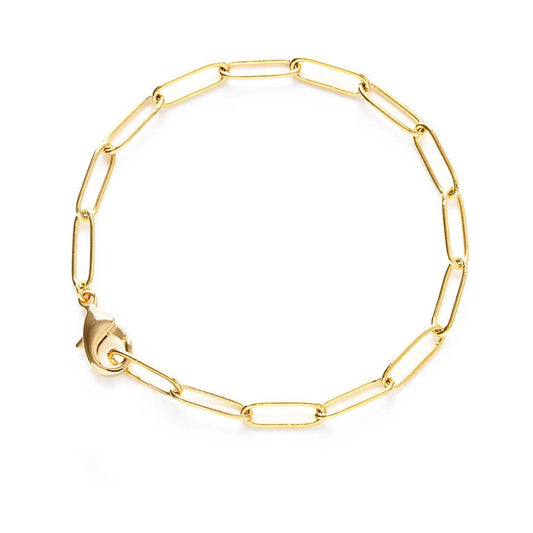 Paperclip Chain Bracelet — 14k Gold over Brass (7" Adjustable)