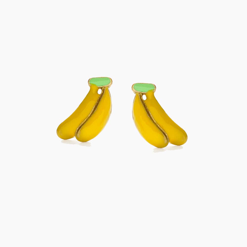 Banana Stud Earrings — 14k Gold-Plated Brass (Lead & Nickel Free)