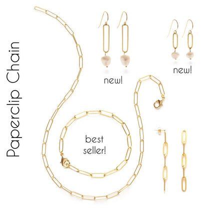 Paperclip Chain Bracelet — 14k Gold over Brass (7" Adjustable)