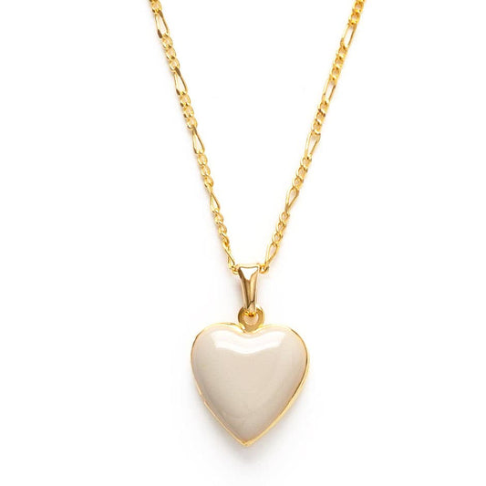 Heart Locket Necklace — 14k Gold over Brass on 20" Figaro Chain