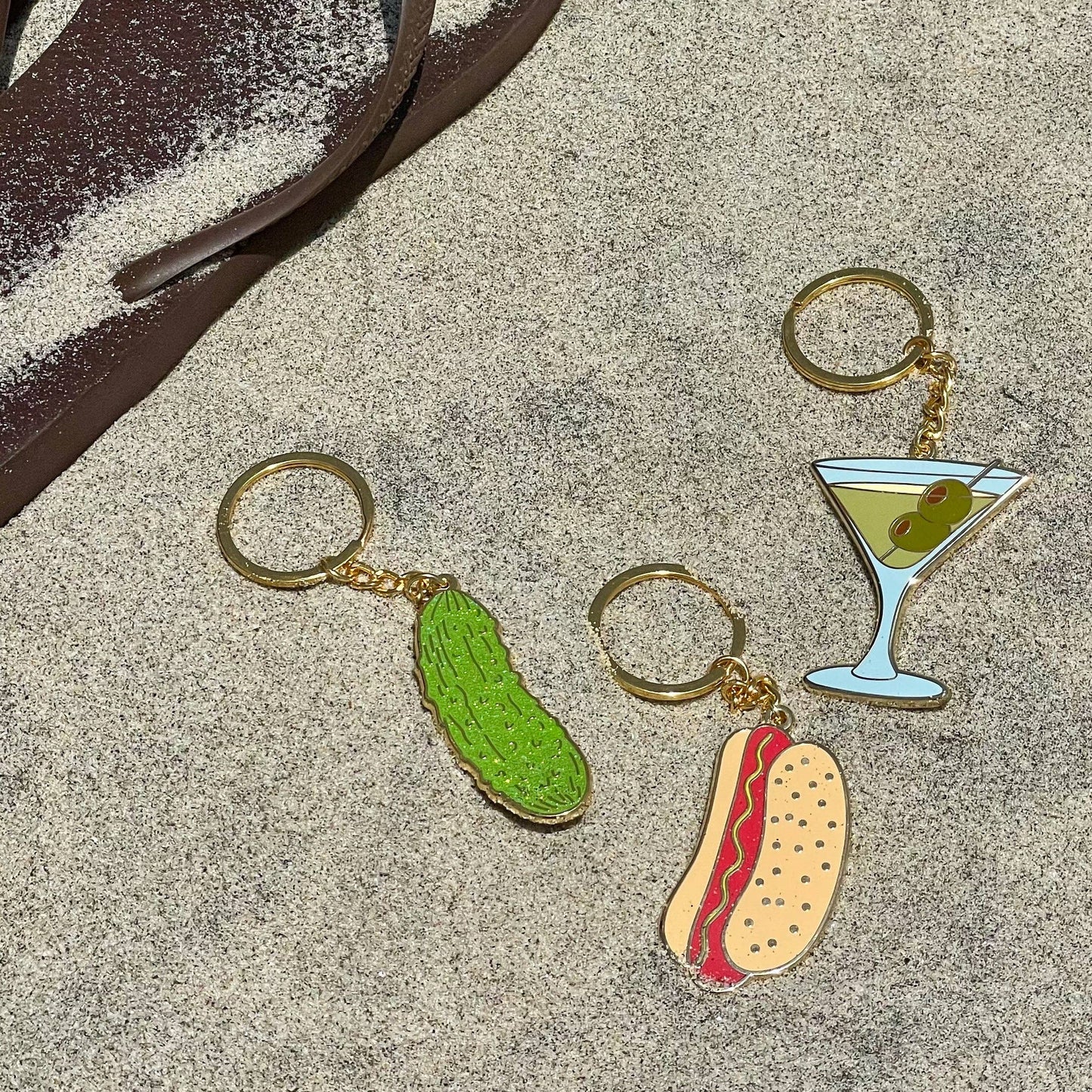 Hot Dog Enamel Bag Charm & Keychain