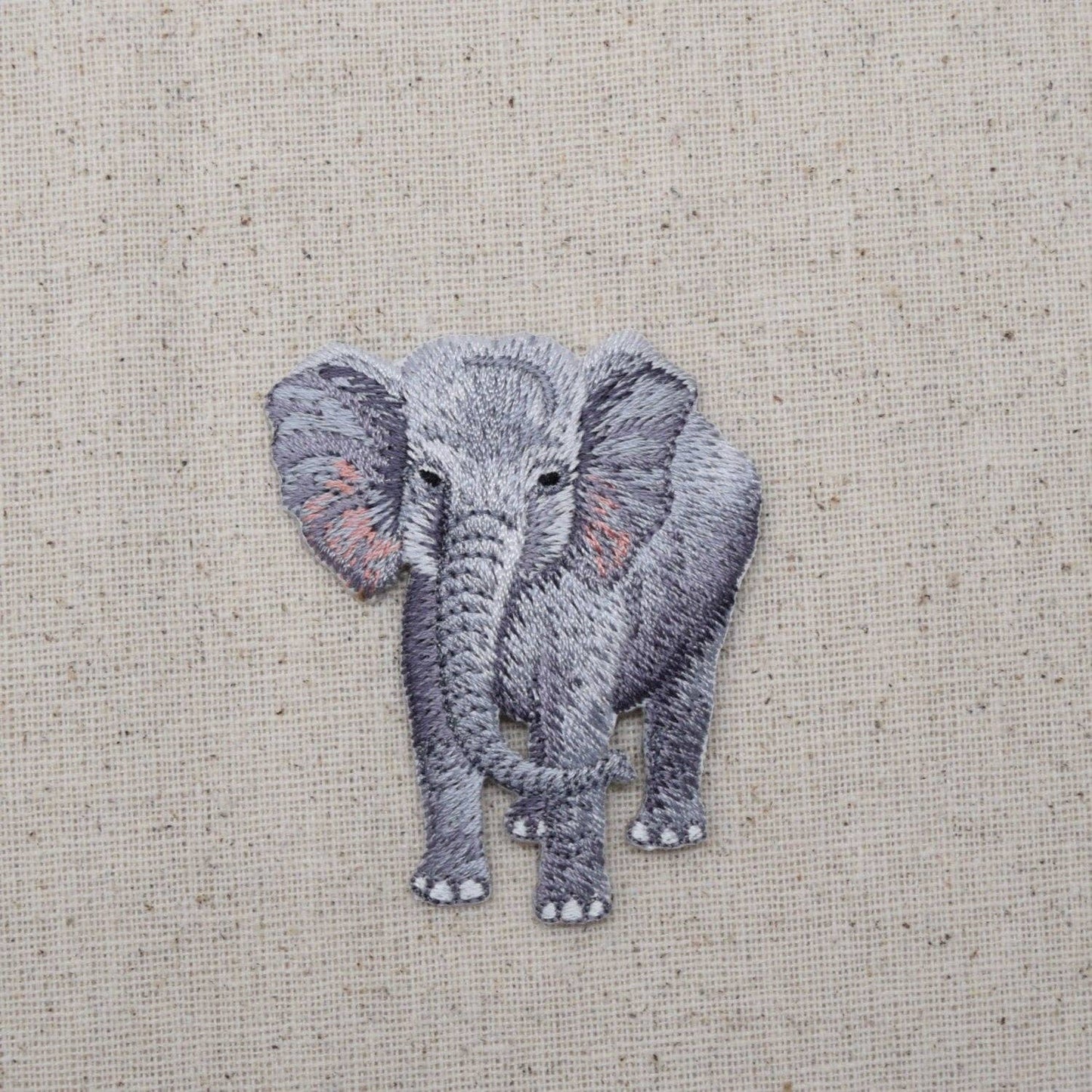 African Gray Elephant - Full Body - Embroidered Iron on Patch