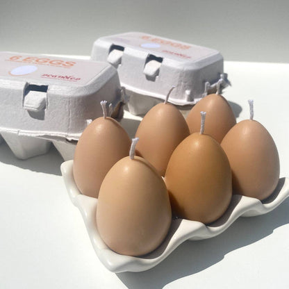 Egg-Shaped Candles — Half Dozen (Cinnamon & Vanilla, Soy Wax)