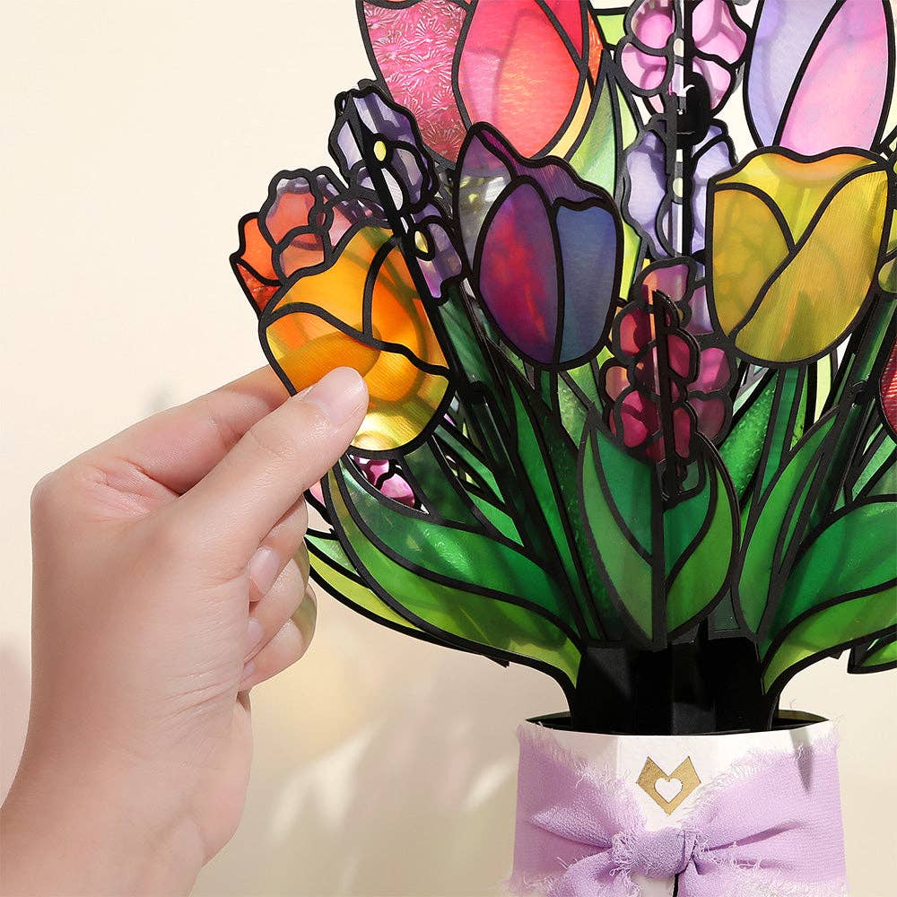 Lovepop Cards - Vibrant Tulip Suncatcher Bouquet 8.5 x 12"
