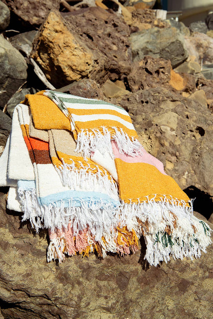 Sunrise Throw — Reclaimed-Fiber Woven Blanket (73" × 48")